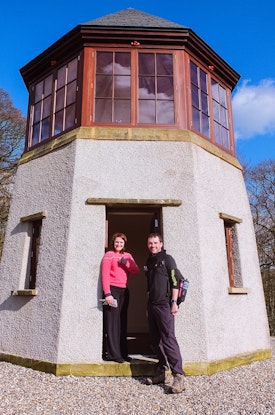 Me and Katy standing outside the Pepperpot historical site