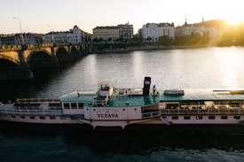 A boat, the Vltava on the Vltava