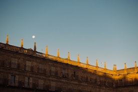 Salamanca Plaza Major at Sunrise with the Moon
