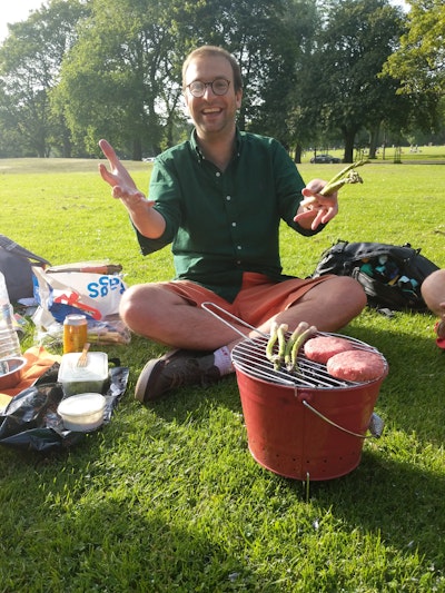 A picture of Rory with a BBQ