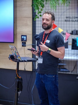Me speaking at GlasgowJS