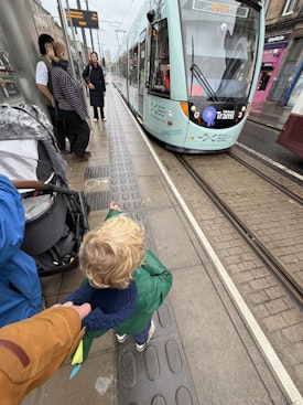 Jack waiting for the tram