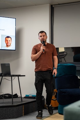 Oleksander presenting